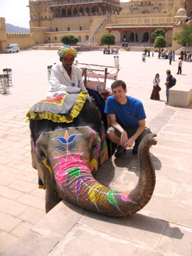 Sean with the elephant